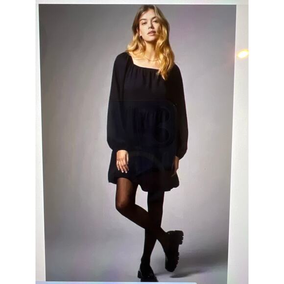 Anthropologie Amadi Verity Size L Tiered Dress Black L/S Boho Peasant Festival - Picture 7 of 7